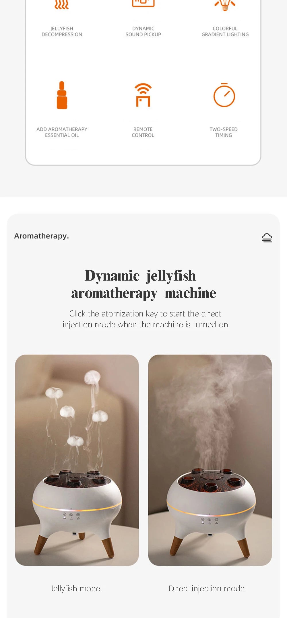 Dynamic Jellyfish Air Humidifier 250ml Essential Oil Diffuser Remote Control Bedroom Humidifier With 7 Colorful Night Lights