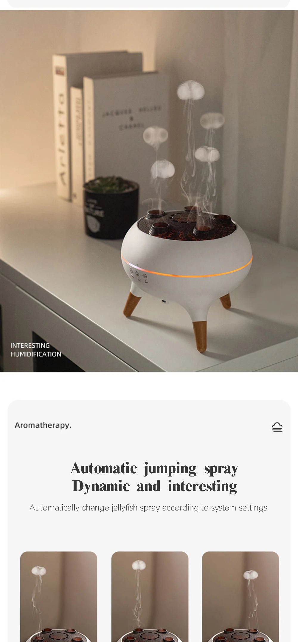 Dynamic Jellyfish Air Humidifier 250ml Essential Oil Diffuser Remote Control Bedroom Humidifier With 7 Colorful Night Lights