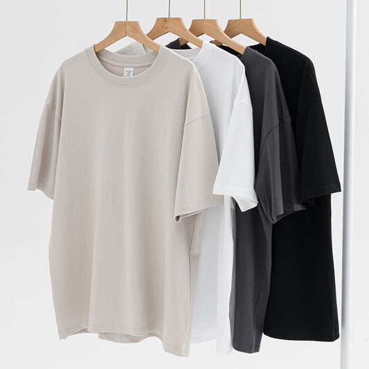 Round Neck Solid Color Short Sleeve