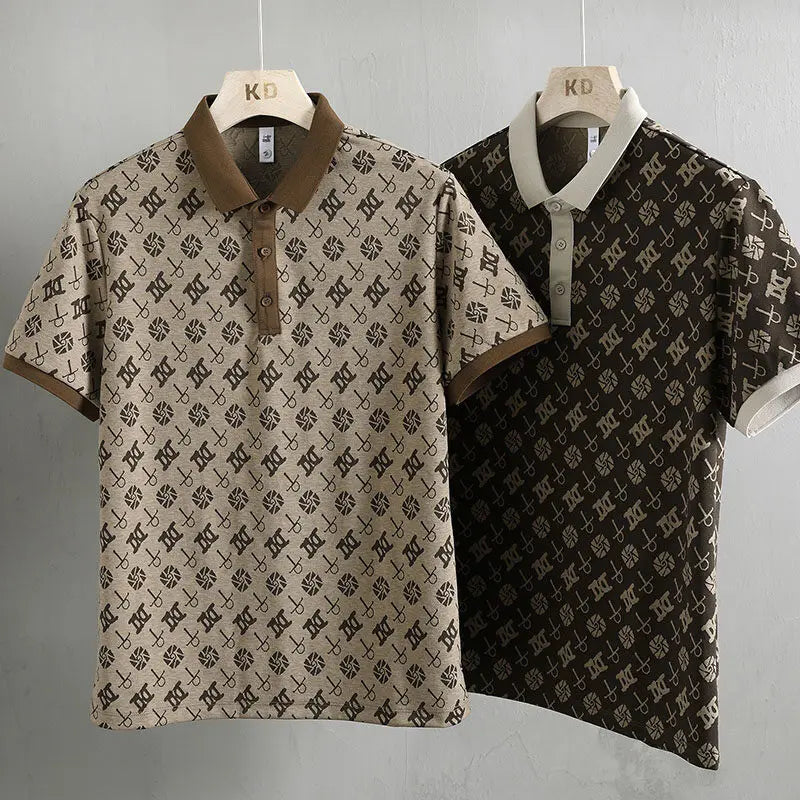 High Quality Letter Print Polo Shirts Men's Summer Short Sleeved Lapel T-shirt Slim Casual Tees Tops Social POLOS Men Clothing