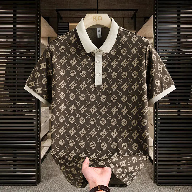 High Quality Letter Print Polo Shirts Men's Summer Short Sleeved Lapel T-shirt Slim Casual Tees Tops Social POLOS Men Clothing