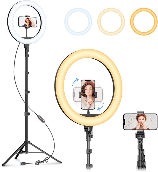 10" LED Ring Light with Tripod Stand Phone Mount for YouTube Makeup Video Live